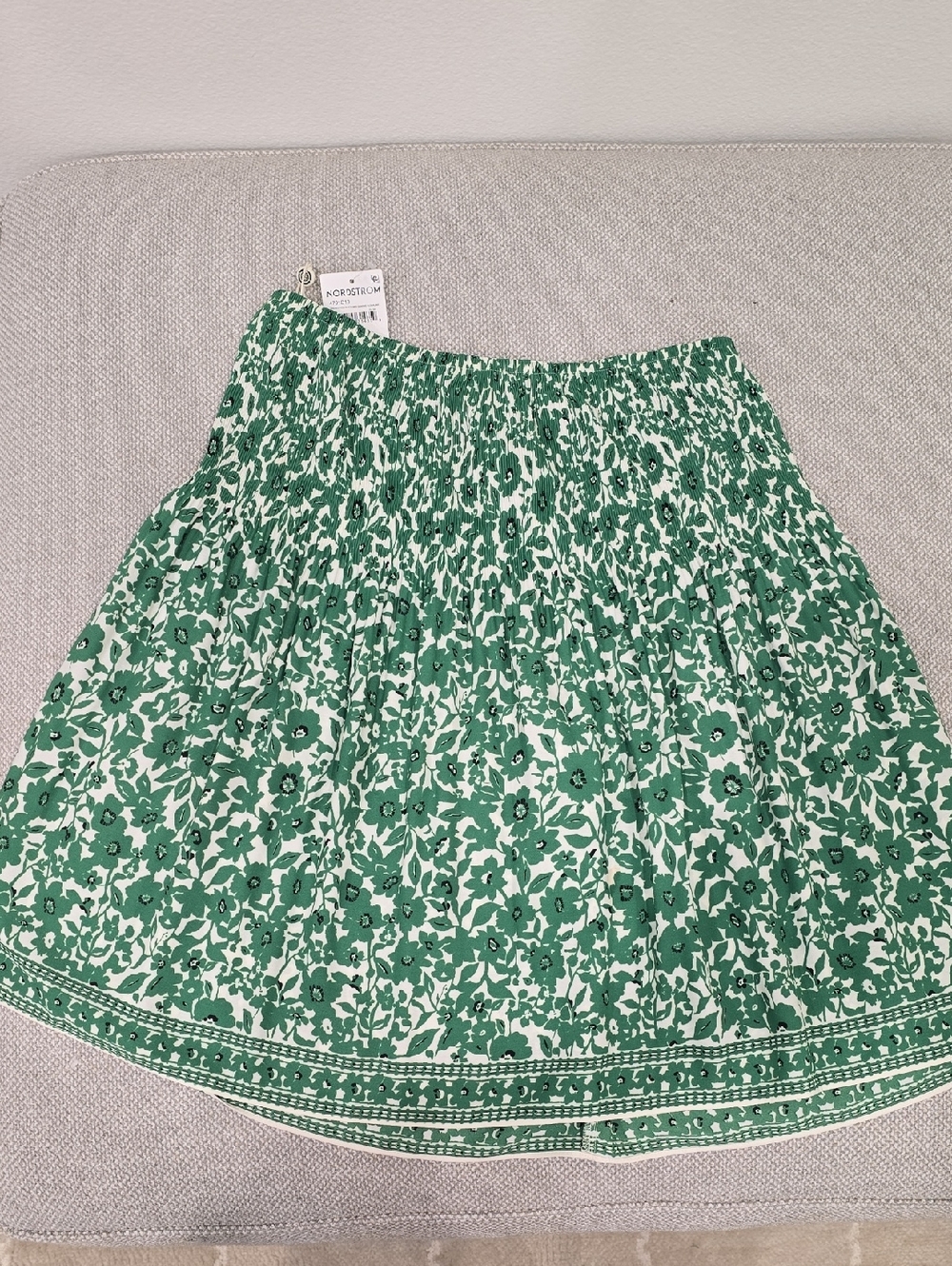 Max Studio Green and White Floral A-Line Skirt NWT